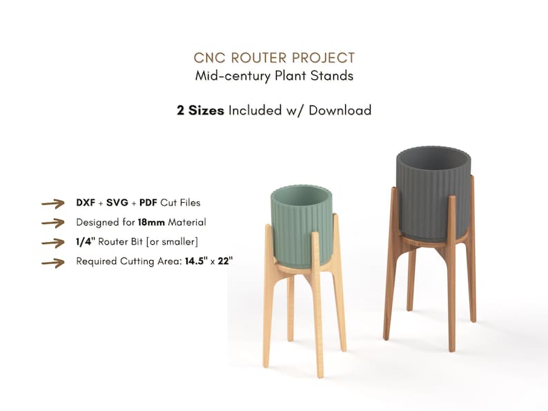 Plant Stand CNC Router Files, Wood Plant Holder Plans, DIY Flat Pack ...