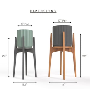 Plant Stand Dimensions: Large plant stand is 14" wide x 22" tall and fit a 10" pot. Smaller plant stand is 11.5" wide x 20" tall and fits a 8" pot. CNC router files Plant Stand. DIY plant stand CNC DXF or SVG files to cut on small cnc routers. Includes PDF plans and printable full-scale pdf templates and exploded drawings. Designed for 18mm plywood, bamboo, or solid wood. Perfect CNC project for indoor or outdoor furniture or beginner friendly flat pack furniture plans.