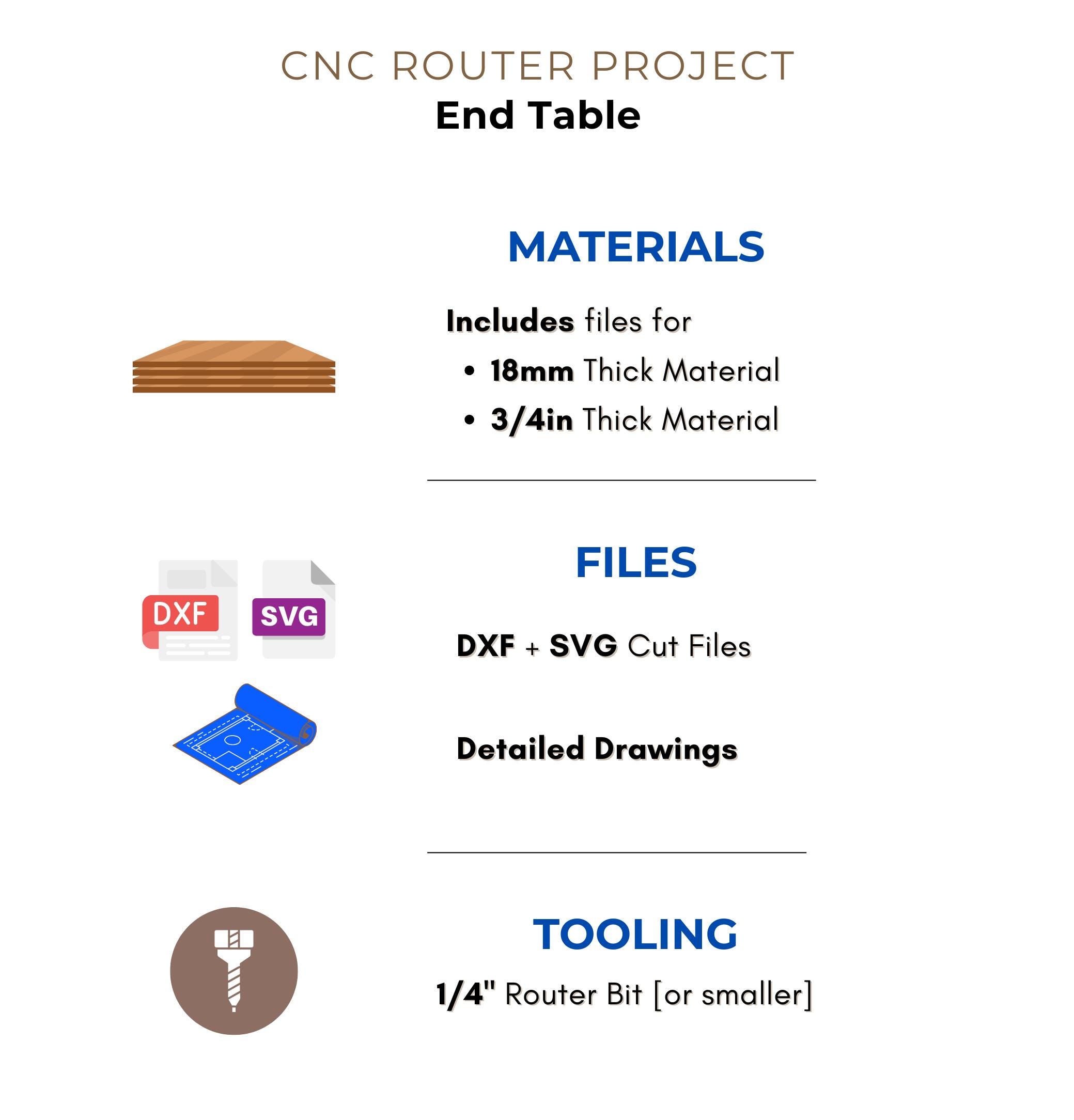 CNC Router End Table Plan: Plywood Side Table, Flat Pack Furniture Cut ...