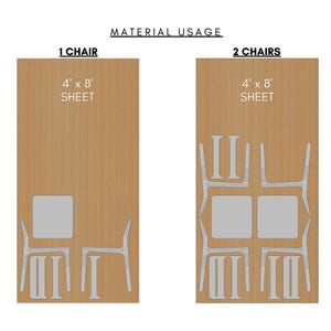 Nested part layout for CNC chair plans for a modern dining or accent chair with arms. Digital furniture files designed for CNC wood router. Includes CNC router files and detailed cut paths. Great CNC project for makers building a stylish, comfortable chair. Perfect for woodworking, small-batch production, or Montessori-style furniture builds.