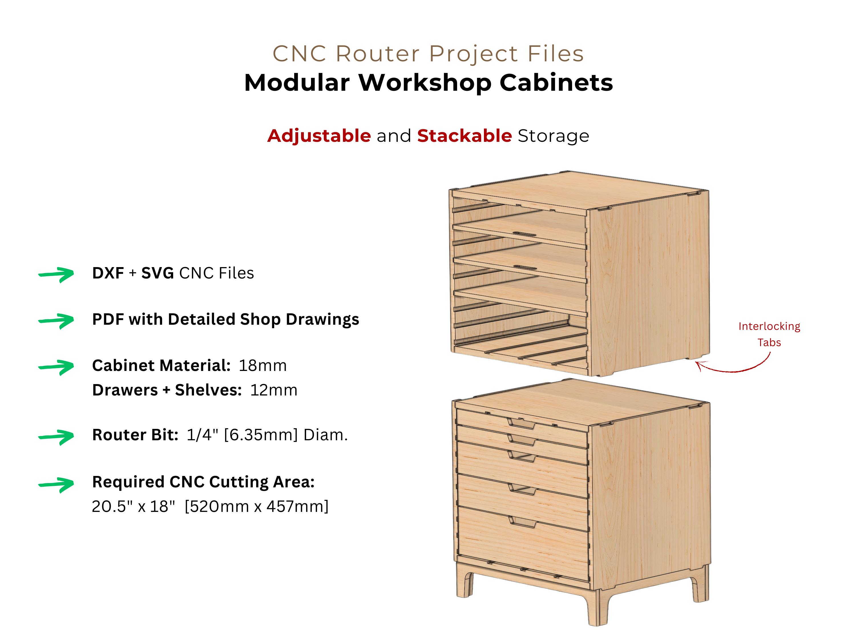 Modular Workshop Storage Cabinet CNC Plans - DXF SVG Router Files for ...