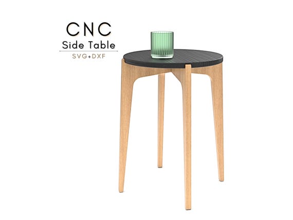 Round End Table - CNC Router Files | Small Side Table Woodworking Plans and Vector Files (dxf, svg, pdf)