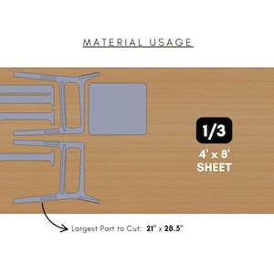 Nested part layout for CNC chair plans for a modern dining or accent chair with arms. Digital furniture files designed for CNC wood router. Includes CNC router files and detailed cut paths. Great CNC project for makers building a stylish, comfortable chair. Perfect for woodworking, small-batch production, or Montessori-style furniture builds.