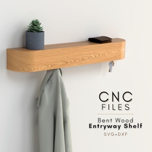 Gebogene Holz Eingangsbereich Regal CNC Fräser Dateien - Garderobe (Digitaler Download)
