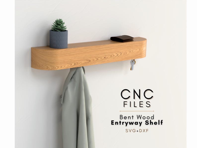 Bent Wood Entryway Shelf CNC Router Files – Coat Rack (digital Download ...
