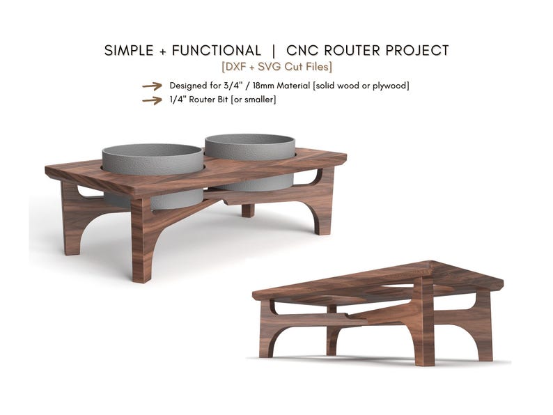 Elevated Dog Bowl Stand CNC Router Files: Retro Pet Furniture Build ...