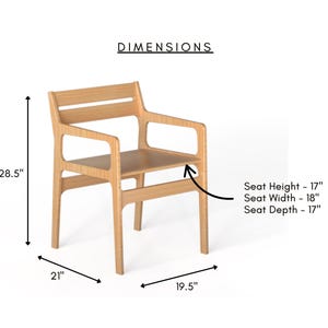 Downloadable Digital Furniture CNC router files for a modern chair with arms. Great CNC project for woodworkers building dining chairs or accent chairs. Includes CNC chair plans, digital furniture files, and instructions for CNC routers. Ideal for anyone searching for cnc files chair, cnc dining chair, or montessori chair builds. Overall Dimensions for chair are 19" wide x 21" deep x 28.5" tall. Seat height is 17". Perfect CNC project for a dining chair build.