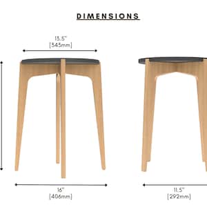 Overall dimensions for DIY CNC router project for a round, modern end table that doubles as an indoor plant stand or bedside table nightstand. Overall Table Dimensions:  16" Wide x 19.25" Tall x 13.5" Diameter Top. (406mm Wide x 488mm Tall x 343mm Diameter Top)Digital woodworking plan with CNC-ready DXF and SVG files, printable PDF templates, and detailed assembly drawings. Flat-pack friendly furniture with sleek, interlocking joinery. Small side table CNC project home decor.
