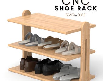 Shoe Rack CNC Router Files, Entryway Shoe Storage Woodworking Project, CNC Furniture Plans DXF Cut Files, Shoe Rack Shelf, Digital Furniture