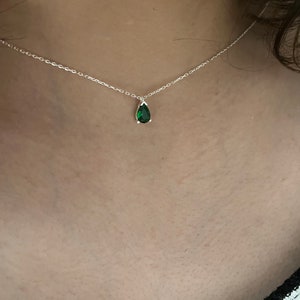 Gold Emerald Choker Necklace Pear Emerald Choker May Birthstone Emerald Necklace Gifs For Girlfriend Green Emerald Beaded Necklace image 6