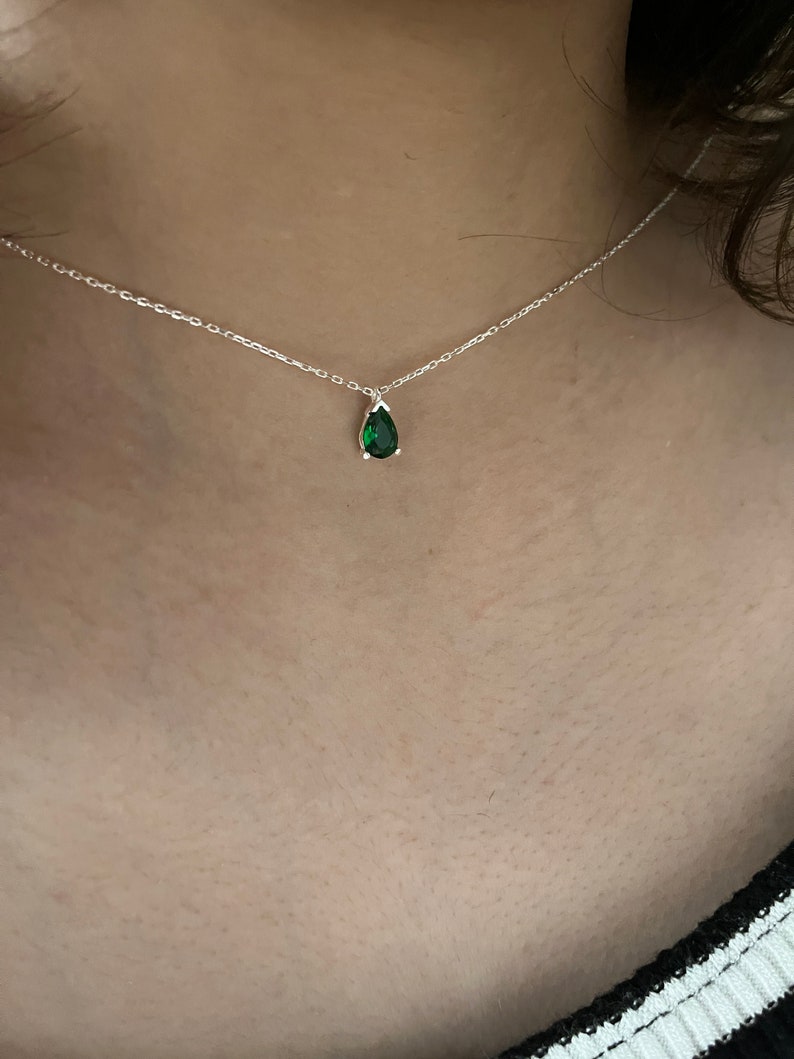 Gold Emerald Choker Necklace Pear Emerald Choker May Birthstone Emerald Necklace Gifs For Girlfriend Green Emerald Beaded Necklace image 6