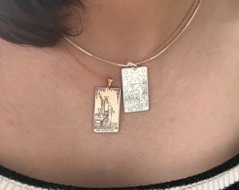 Tarot Charm Necklace Box Chain with Tarot Card Necklace Sun Moon Lover Star Fool Magician Pendant Spiritual Jewelry Best Friend Gift For Her