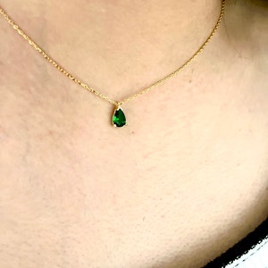Gold Emerald Choker Necklace Pear Emerald Choker May Birthstone Emerald Necklace Gifs For Girlfriend Green Emerald Beaded Necklace image 4