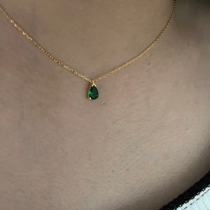 Gold Emerald Choker Necklace Pear Emerald Choker May Birthstone Emerald Necklace Gifs For Girlfriend Green Emerald Beaded Necklace image 5