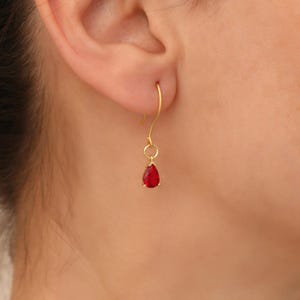 Gold Plated Ruby Jewelry Set: Sterling Silver Necklace and Earrings