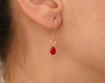 Gold Filled Ruby Jewelry Set: Sterling Silver Necklace and Earrings