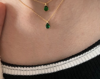 Gold Emerald Choker Necklace Pear Emerald Choker May Birthstone Emerald Necklace Gifs For Girlfriend Green Emerald Beaded Necklace