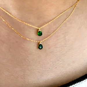 Gold Emerald Choker Necklace Pear Emerald Choker May Birthstone Emerald Necklace Gifs For Girlfriend Green Emerald Beaded Necklace image 3