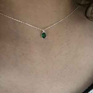 Gold Emerald Choker Necklace Pear Emerald Choker May Birthstone Emerald Necklace Gifs For Girlfriend Green Emerald Beaded Necklace image 2