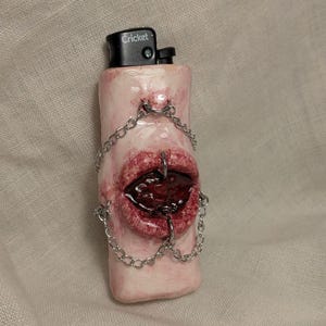Gothic Lips Lighter Case For Cricet