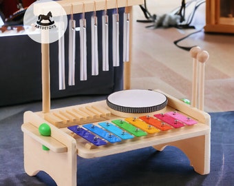 Xylophone rose pour enfants personnalisable en bois