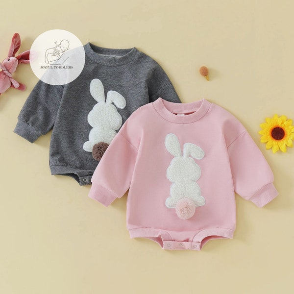 Super Cute Newborn Romper - Romper Easter Bunny, Romper Bunny, Embroidery Sweatshirt, Newborn Bunny Jumpsuit, Easter Baby Romper Gift