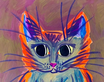 Hand-painted Artwork of a Red Cat - Large and Unique Home Decor
