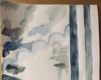 Winter vacation,abstract painting, watercolour on paper
