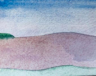 Small ACEO Art - Spring Landscape with Black Plowed Field
