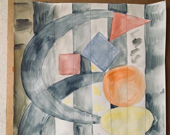 Winter vacation,abstract painting, watercolour on paper