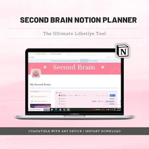 Pink Second Brain Notion Template | Life Organization (Instant Download