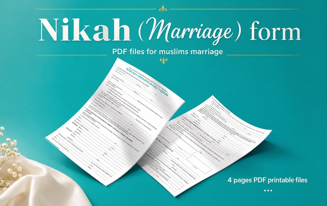 Nikah Format Nikah Nama PDF Template, Islamic Marriage Contract Form, Editable ...