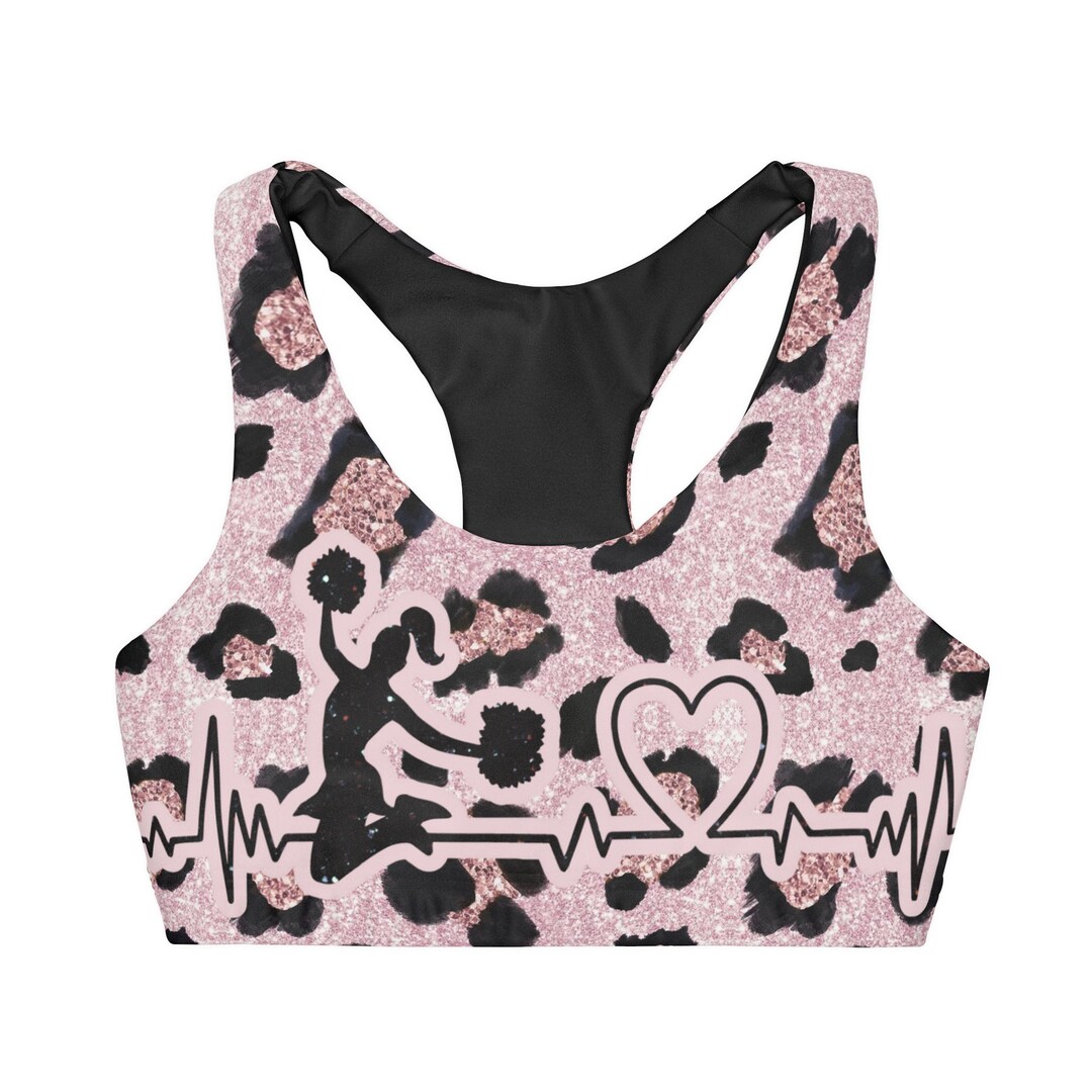 Glitter Chetah Print With Cheerleading Heartbeat Passionate