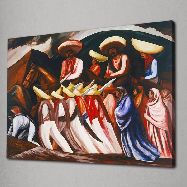 Peinture zapatiste, Jose Clemente Orozco, oeuvre d'art mexicaine, reproduction d'impression, décoration murale en toile, Indiens du Mexique, impression sur toile