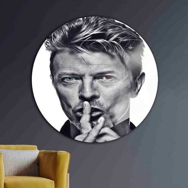 David Bowie Hush, Handsome Man Wall Art, Contemporary Art, David Bowie, Hush Sign, Iconic, Pop Art, David Bowie portrait, 3D Wall Art