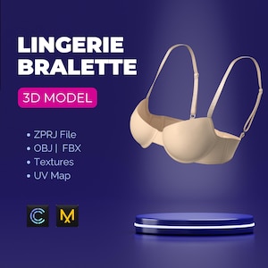 3D Model - Women Basic Wired Bralette (ZPRJ | OBJ | FBX) - Clo 3D/ Marvelous Designer