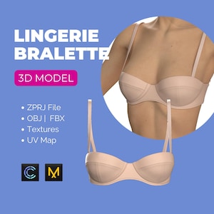 3d Model - Basic Women Balconette Bra (ZPRJ | OBJ | FBX) - Clo 3D/ Marvelous Designer