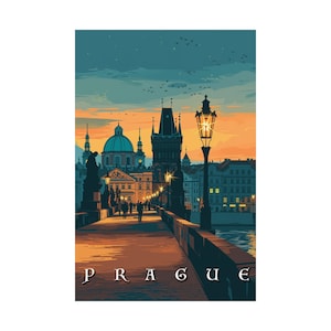Vintage Prague: Charles Bridge Travel Print | Czech Republic Wall Art | Nostalgic European Decor | Travel Poster