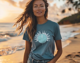 Camiseta de vacaciones: Estampado de raya de las Islas Caimán - Algodón transpirable