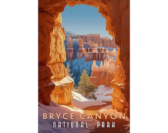 Impression de Bryce Canyon, cadeau de voyage parfait pour les visiteurs du parc national et les randonneurs, affiche de voyage du parc national de l'Utah, impression mate, encadrée et toile