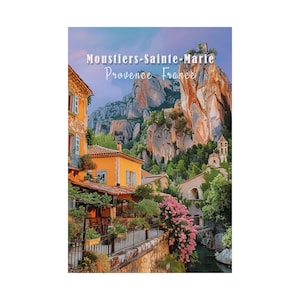 Moustiers-Sainte-Marie Vintage Travel Poster, Provence Wall Art, Matte France Print, Provence Decor, Provence Vintage Art, France Gift Ideas