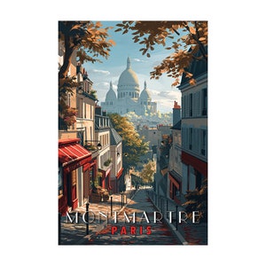 Elegant Parisian Vibes: Montmartre Travel Poster | French Retro Travel Decor | Basilica Sacré Coeur Wall Art