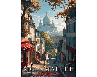 Elegant Parisian Vibes: Montmartre Travel Art | Retro Travel Decor | Basilica Sacré Coeur Wall Art