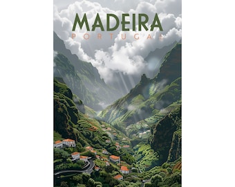 Lámina decorativa de viaje / Madeira, Portugal / Vacaciones / Regalo de decoración para el hogar