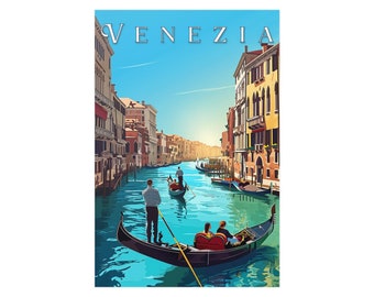 Venice Travel Wall Art Print: Vintage Style, Matte Paper