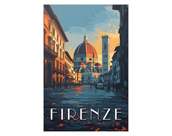 Italy Wall Art: Florence Travel Print with Stunning Duomo and Italian Architecture | Retro Wall Art | Europe Traveler