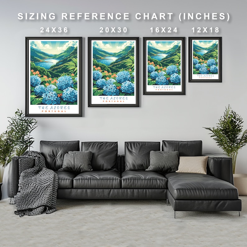 Azores Portugal Travel Print, Vintage Style, Hydrangea Scene (12x18 to ...