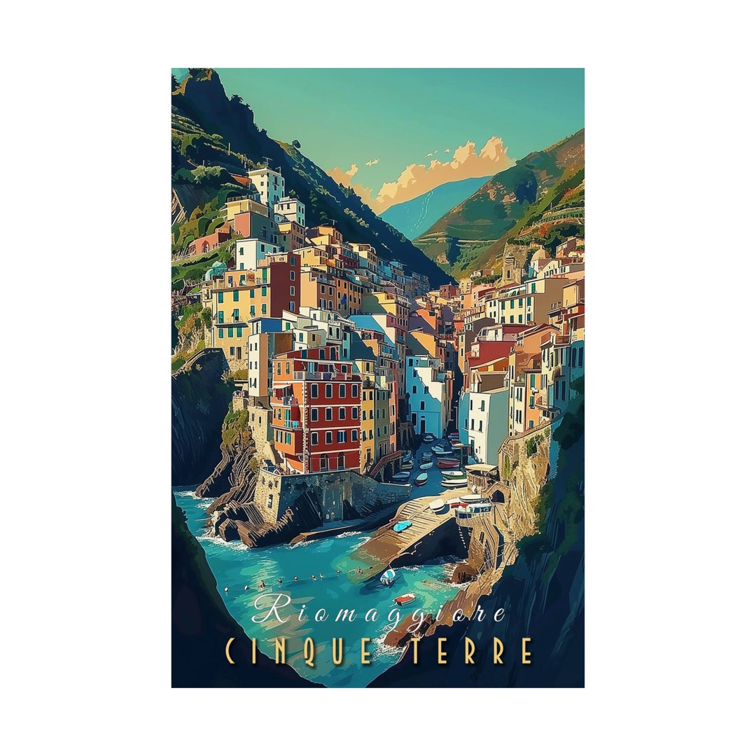 Travel Wall Art Print | Cinque Terre Italy | Vintage Style | Home Decor ...