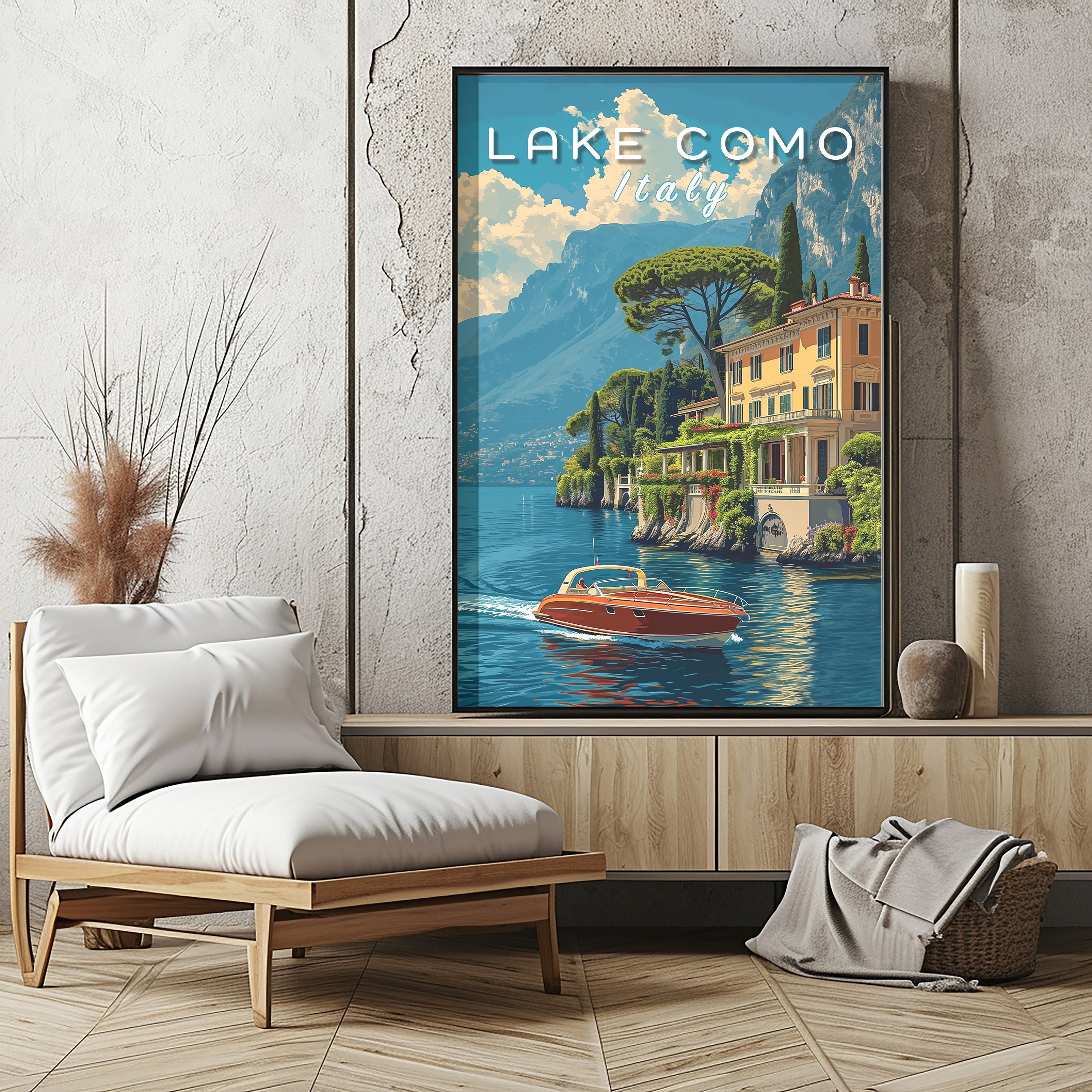 Travel Wall Art Print | Lake Como Italy | Vintage Style | Home Decor ...