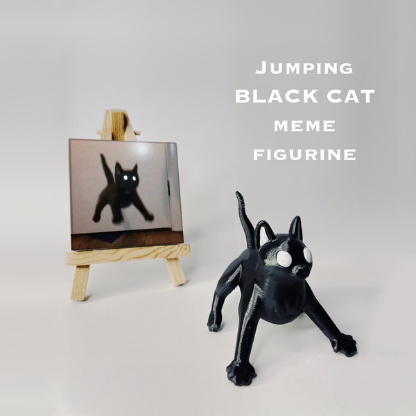 Back cat scary jump meme figurine